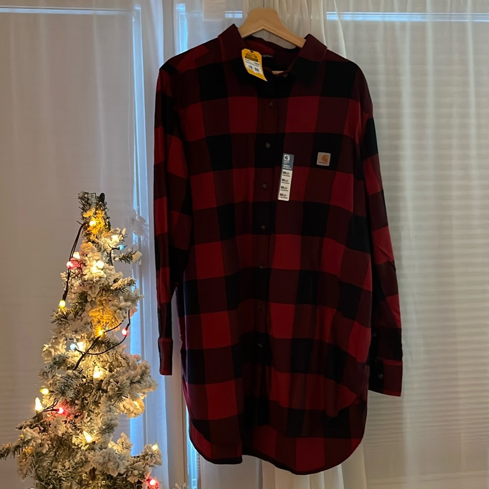 Carhartt, rugged flex, relaxed, midweight flannel long sleeve plaid tunic S XXL